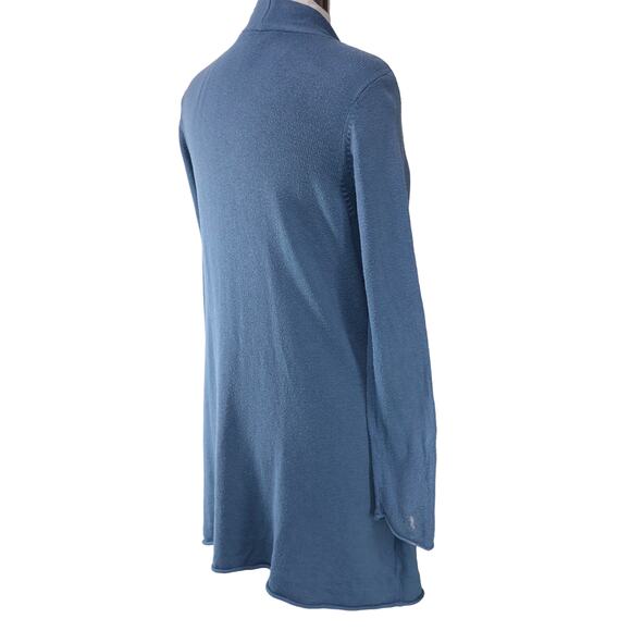 Chicos Size 1 US 8 M Open Front Cardigan Sweater Blue Cotton Blend TINY FLAW - Picture 8 of 16